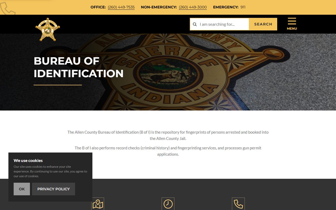 Allen County arrest records Bureau of Identification source