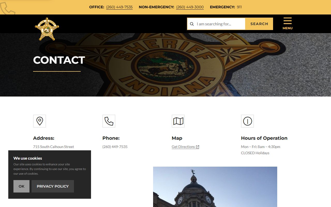 Allen County arrest records Sheriff contact and division numbers