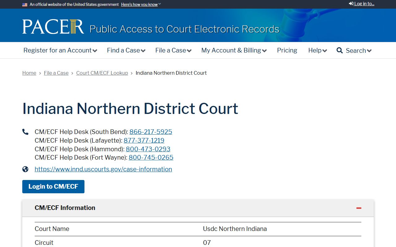 Allen County federal court PACER lookup distinction