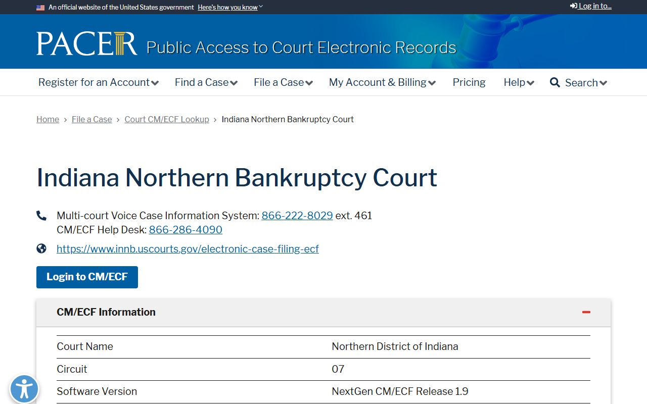 Allen County Northern Indiana bankruptcy PACER lookup
