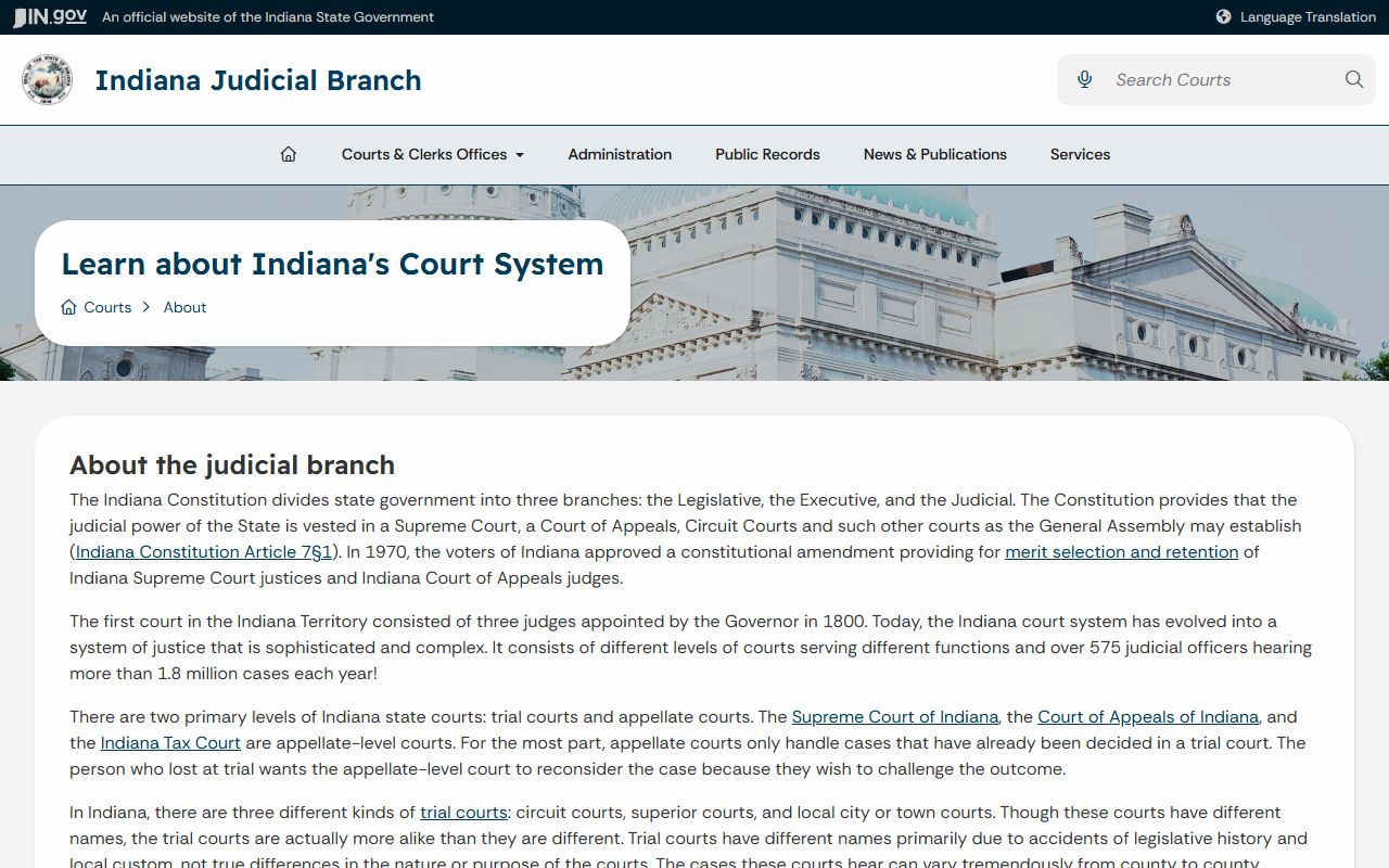 Allen County court records within the Indiana court system overview
