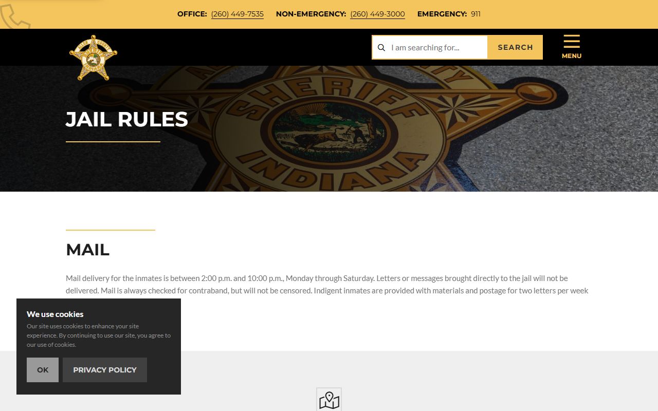 Allen County inmate records jail rules page