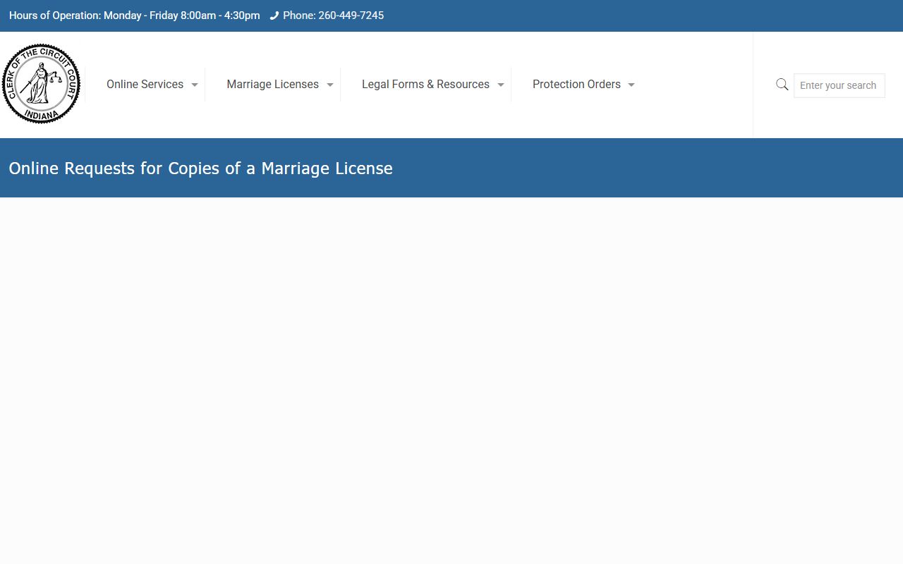 Allen County marriage records Clerk marriage license copy request