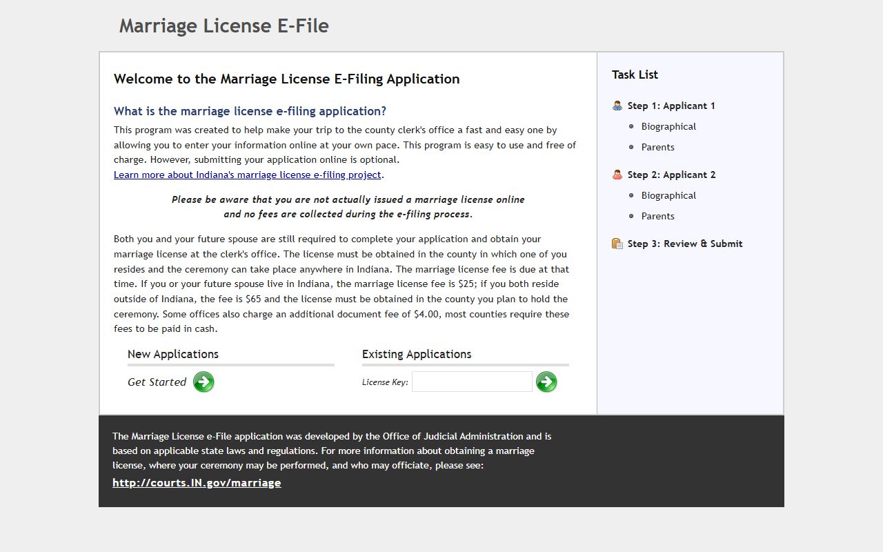 Allen County marriage records MyCourts marriage license application
